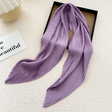 Women Square Scarf Skinny Ribbon Head Neck Small Pleated Hair Tie Band Kerchief Satin Foulard Scarves Headscarf Neckerchief 3