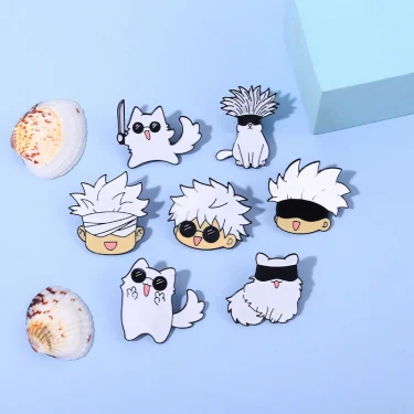 Enamel Pin Kawaii Anime Role Eye Mask Cute Manga Brooches Badge Jujutsu Kaisen Anime Accessories For Backpack Gojo Satoru Cats 1