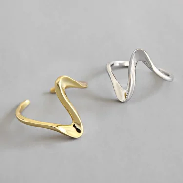 925 Sterling Silver Rings For Women Hollow Out Gold Color Temperament Personality Fashion Female Trendy Resizable Opening Rings 5