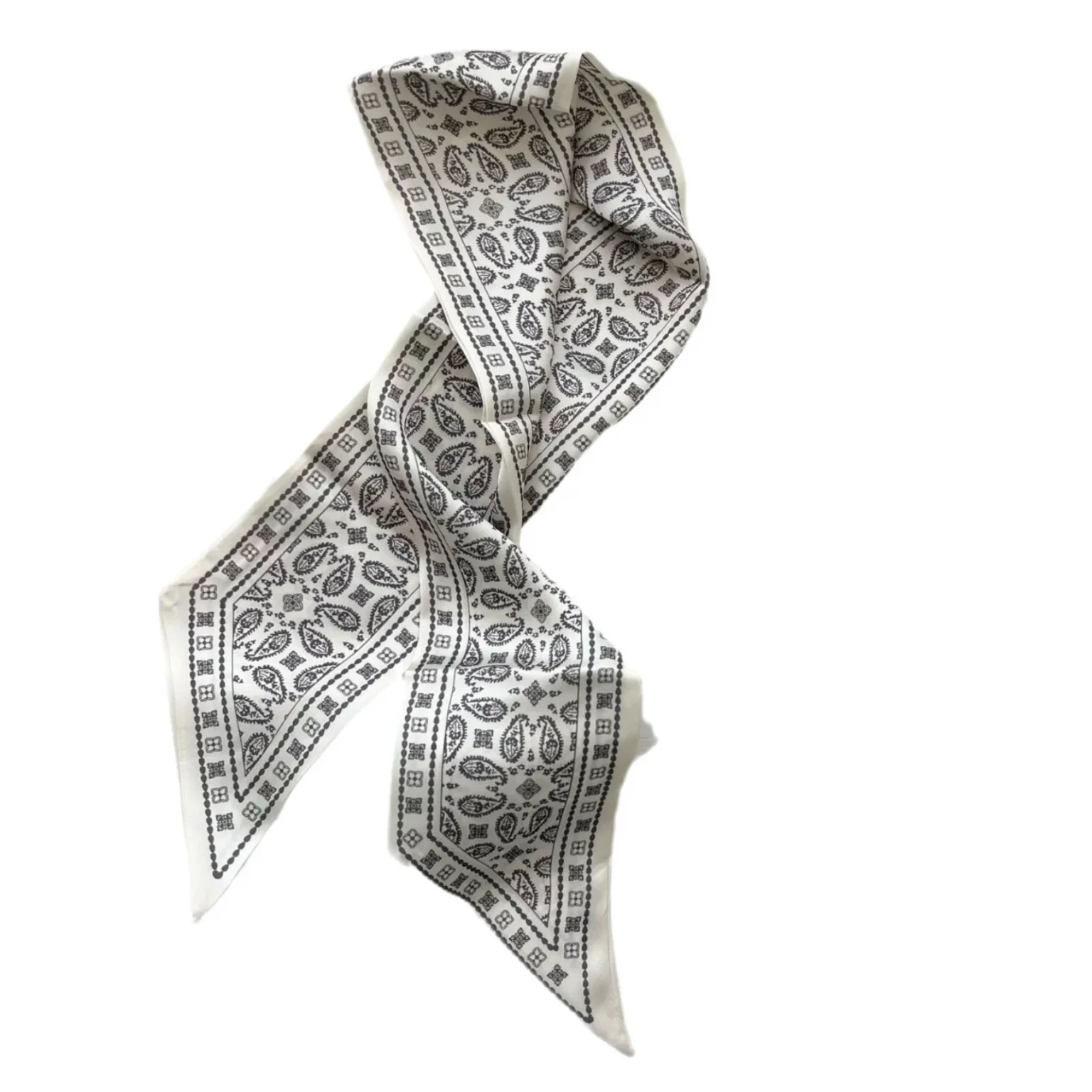 Cashew flower silk scarf, double-sided printed headband, ins decoration, versatile triangle scarf accessories 4