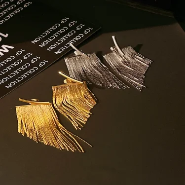 Fashion Dangle Earrings Long Bling Gold Color Tassel Earrings for Women Girls Wedding Daily Hot Sale Jewelry Gift 4