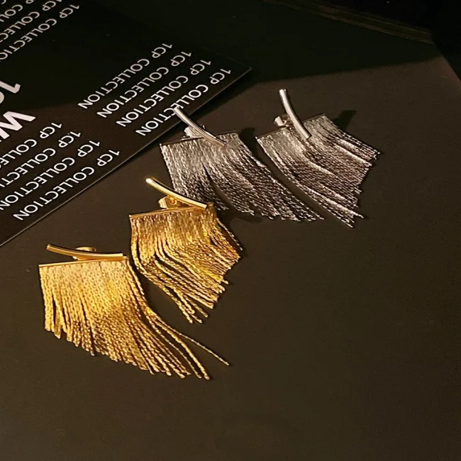 Fashion Dangle Earrings Long Bling Gold Color Tassel Earrings for Women Girls Wedding Daily Hot Sale Jewelry Gift 4