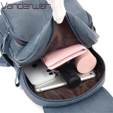Women Large Capacity Backpack Purses High Quality Leather Female Vintage Bag School Bags Travel Bagpack Ladies Bookbag Rucksack 5