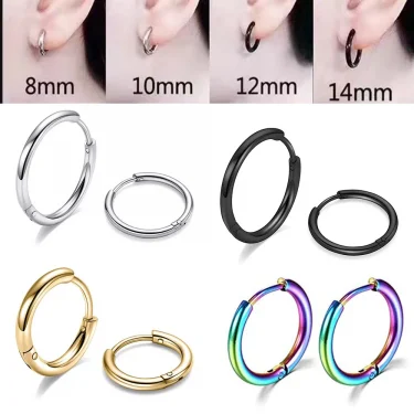New Simple Stainless Steel Small Hoop Earrings for Women Men Cartilage Ear Piercing Jewelry Pendientes Hombre Mujer 2