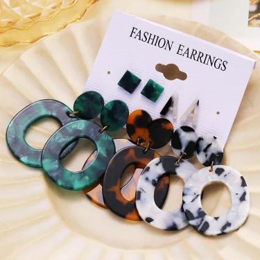Leopard Earrings Set for Women Boho Vintage Creative Geometric Drop Earrings European and American Trendy Fashion Jewelry Gifts 3