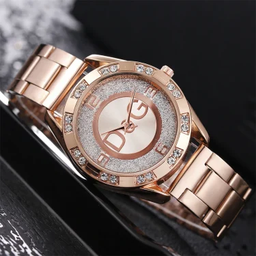 Luxury New Brand Women Watch Fashion with Diamonds Crystal Design Quartz Watches Leisure Rose Gold Stainless Steel Strap Clock 3