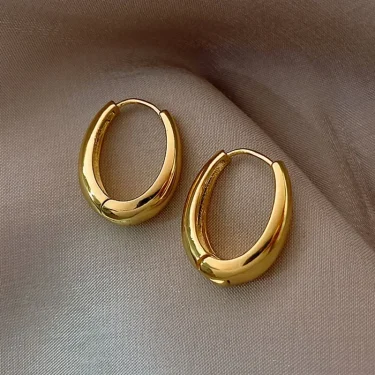 Fashion Metal Drop Earrings for Woman Vintage Stainless Steel Hoop Earring 2024 Trend Classic Party Wedding Pendant Jewelry Gift 1