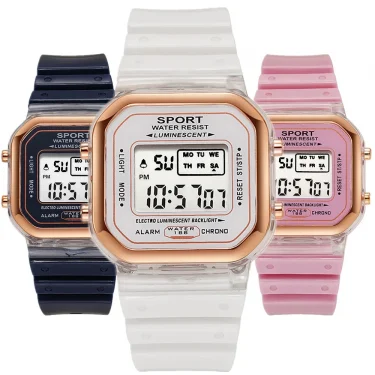 Fashion Brand Student Transparent Electronic Watch Candy Multicolor LED Ladies Sports Waterproof Wirstwatch Clock Gift relógio 1