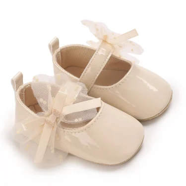0-18M Lace Bow Mary Jane Spring Baby Shoes PU Soft Sole Non-Slip Newborn Girl Shoes First Walkers Princess Bowknot Baby Prewalke 2