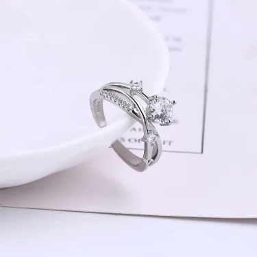 Exquisite Cosmic Trajectory Planet Rings For Women Double Layer Luxurious Sparkling Zircon Opening Ring Bride Wedding Jewelry 3
