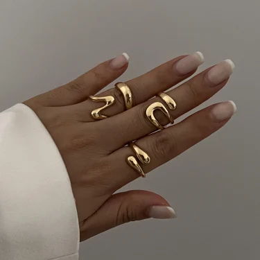 DIEZI One Set Irregular Geometric Rings For Women Men Girls Punk Fashion Beach style Gold Silver Color Knuckle Joint Ring 3