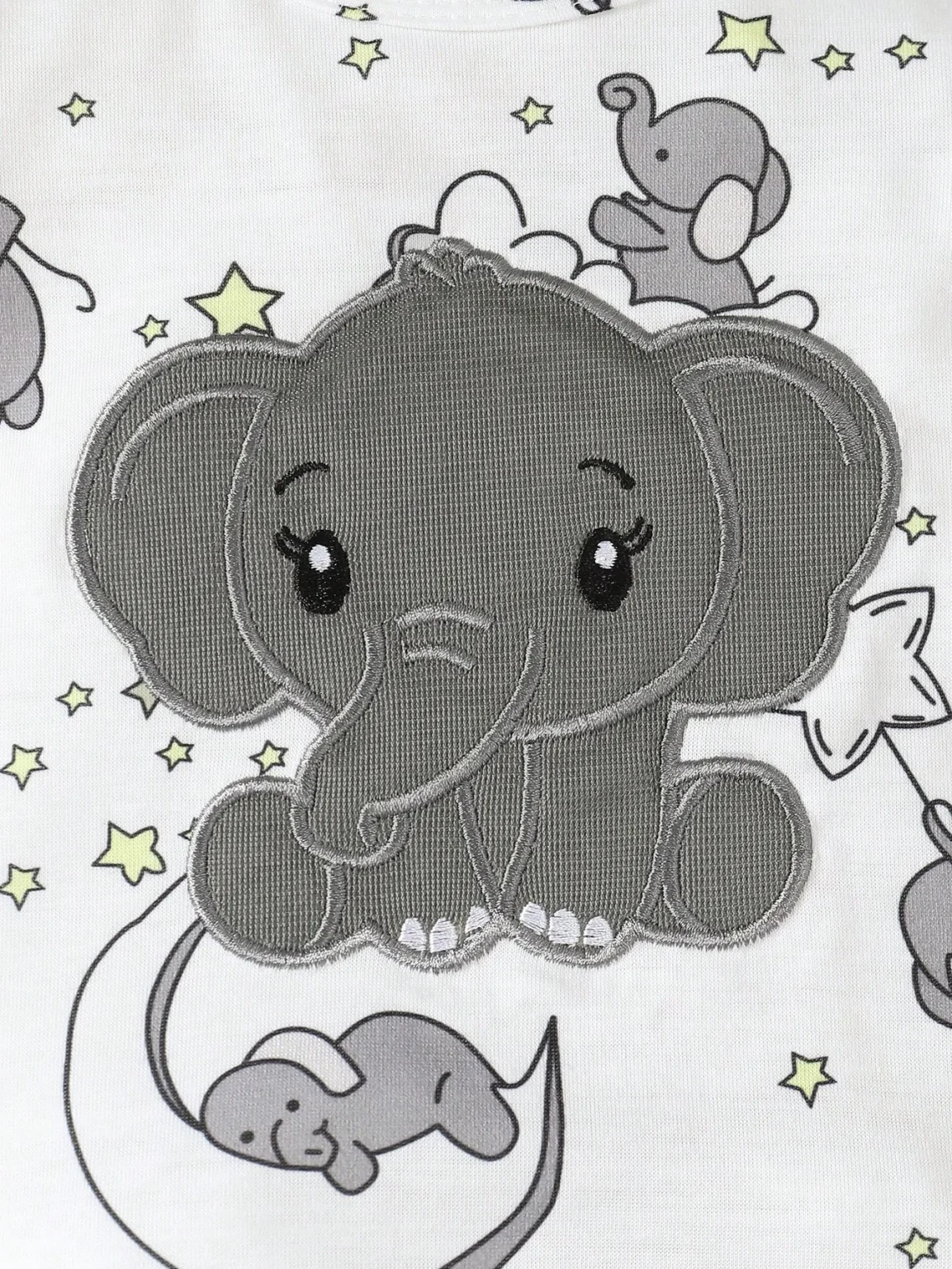 Newborn Baby Boys' Casual Cute Cartoon Elephant Pattern Round Neck Short Sleeve Romper With Shoulder Snaps, Shorts And Hat 4