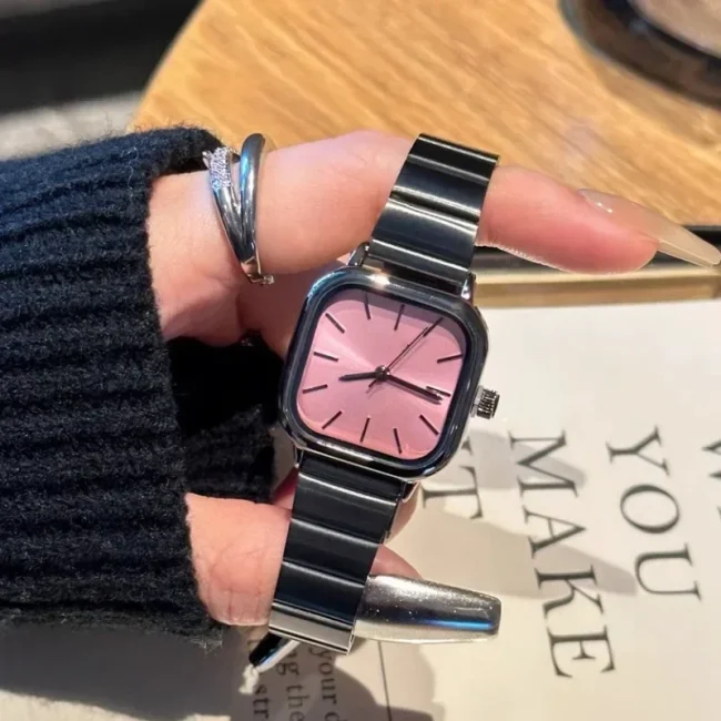 Hot Sale Luxury Brand Black Watch Women Fashion Quartz Watches Ladies Adjustable Stainless Steel Strap Wristwatches Reloj Mujer 4