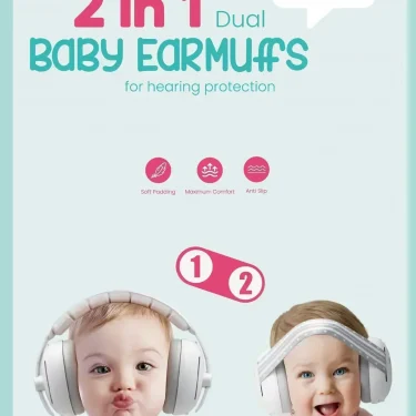 Baby Ear Protection Noise Cancelling Headphones 2-in-1 Convertible Design Noise Reduction Earmuffs for Infant Improves Sleep 4
