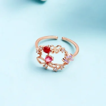 Korean Delicate Flowers Rings for Women Girls Temperament Micro-inlaid Crystal Zircon Finger Rings Party Jewelry Accessories 4