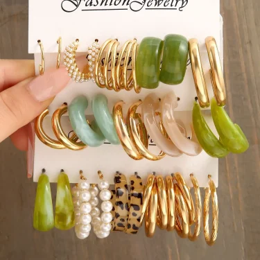 Bohemia Vintage Pearl Circle Hoop Earring Set Luxury Gold Color Heart Butterfly Drop Earrings Geometric Twist Women Jewelry Gift 1