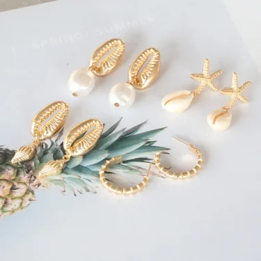 Bohemia Shell Starfish Dangle Earring set For Women Summer Beach Pearl Conch Drop Geometric Earring Girls Fashion Jewelry 4