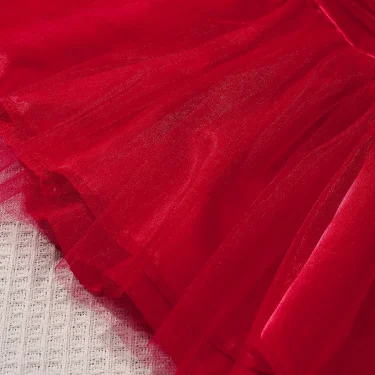 Ylsteed Newborn Girl Photoshoot Outfit Baby Girl Red Big Bow Mesh Dress with Rhinestones Headband Infant Photography Props 6