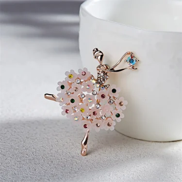 Gymnastics Ballet Girl Flower Dancer Crystal Brooches For Women Cute Elegant Rhinestone Pin Corsage Fashion Wedding Jewelry Gift 4