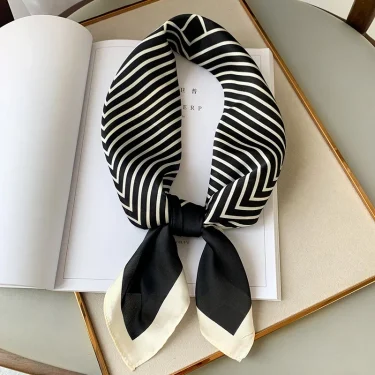 Luxury Brand Silk Square Plaid Scarf Women Satin Neck Hair Tie Band Soft work neckerchife 2021 NEW Hijab Head Female Foulard 5