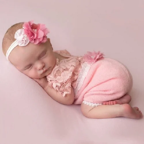 Baby Costume Photography Props Lace Romper Headband Shooting Girl Accessories Newborn Overalls Summer Clothing Maternity Outfit 1