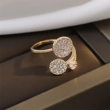 Korean New Exquisite Geometric Round Ring Women's Fashion Luxury Zircon Finger Ring Simple Temperament Versatile Jewelry 1