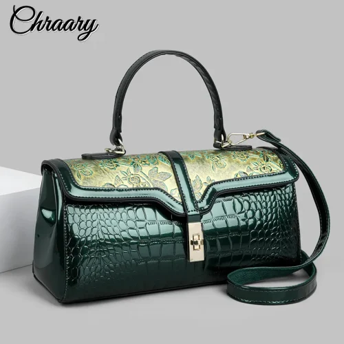 New Arrivals Luxury Women Bag Patent Leather Floral Ladies Totes High-quality Fashionable Large Capacity Women's Crossbody Bags 1