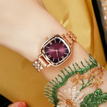 UTHAI V1 Women's Fashion Square Quartz Watch Water Diamond Multi faceted Mirror Face Female's Simple Trendy Versatile Wristwatch 3