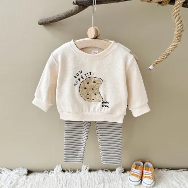 Ins Newborn Clothes Boys Girls Sets Spring 2Pcs Cartoon Embroidery Long Sleeve Top+Pants Cotton Autumn Tracksuit Toddler Outfit 3