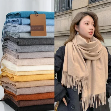 Winter Scarf for Women Long Warm Cashmere Scarves Hijab Solid Lady Shawl Wrap Female Pashmina Bufanda Head Scarfs 1