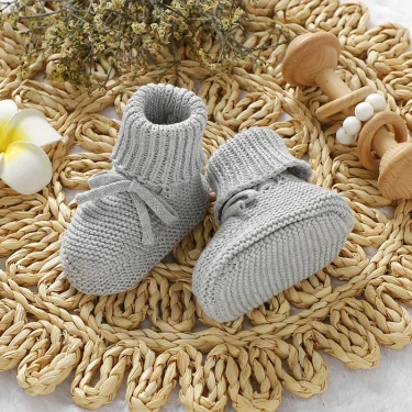 Infant Baby Shoes Knit Cotton Boys Girl Boots Fashion Tie Solid Newborn Walk Bed Footwear Toddler Kid Clothing Accessories 0-18M 2