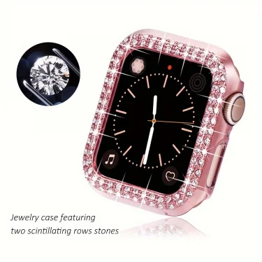 Bling Case for Apple Watch Series 9 8 7 6 5 4 3 2 1 SE(No Screen), Women Glitter Rhinestone Protector Frame. 3