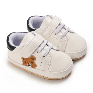 New Cute Bear Newborn Baby Leather Shoes for 1 Year Sneakers Infant Soft Rubber Sole Loafers Toddler Trainers Baby Items Gift 2