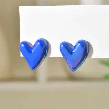 Shine Cute Korean Heart Earrings New Trend Boho Acrylic Geometric Love Heart Stud Earrings Fashion Jewelry For Women 2
