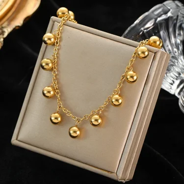 EILIECK 316L Stainless Steel Gold Color Hollow Ball Beads Pendant Necklace For Women Non-fading Choker Jewelry Girls Gifts Party 5