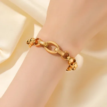 EILIECK 316L Stainless Steel Gold Color Bangles Bracelet For Women New Trendy Wrist Chain Waterproof Jewelry Gift Party Bijoux 2