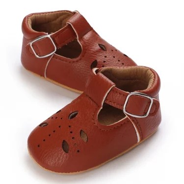 Breathable Newborn Baby Shoes Baby Boy Girl Shoes Girl Classic Bowknot Rubber Sole Anti-slip PU Toddler Shoes First Walker 3