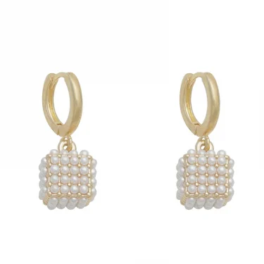 Premium Pearl Stereoscopic Square Pendant Earrings 2025 New Fashion Jewelry For Women‘s Eardrop party Girl’s Luxury Accessories 6
