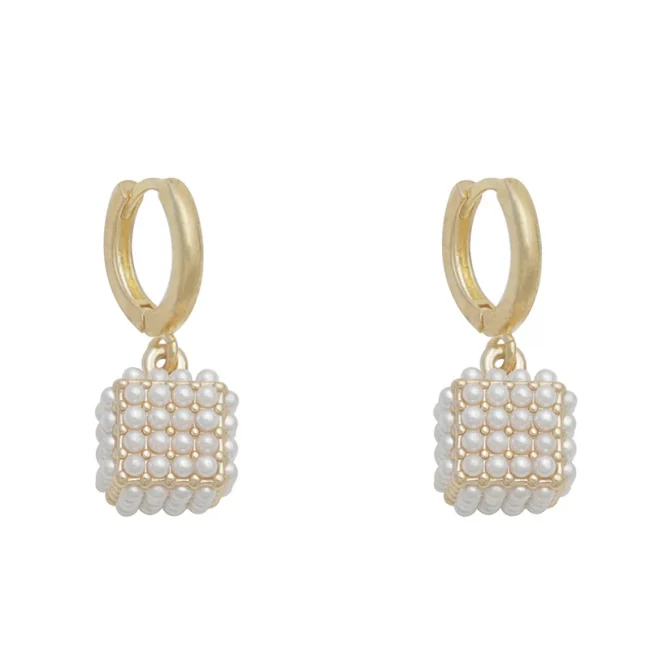 Premium Pearl Stereoscopic Square Pendant Earrings 2025 New Fashion Jewelry For Women‘s Eardrop party Girl’s Luxury Accessories 6