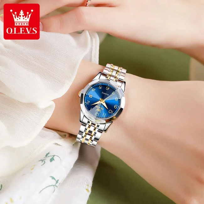 OLEVS sell well Quartz Watch for Women Rhombus Mirror Solid Stainless steel Date Digital Dial Waterproof Elegant Bracelet Watch 6