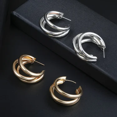 Stainless Steel Smooth Metal Chunky Hoop Earrings for Women Fashion Round Circle Hoops Statement Earrings 2025 Trendy Jewelry 4