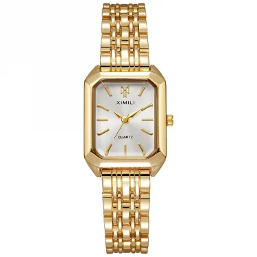 Luxury Ladies Bracelet Quartz Wristwatch Simple Scale Square Quality Gold Plated Women Watches Business Alloy Folding Clock 2
