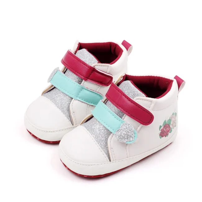 Baby Girl Shoes Infant Toddler 0-9-18 Months Flower Print Beautiful Soft PU High Quality Anti-slip Sole Walking Sneaker BHX3174 4