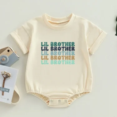 In My Baby Era Cute Retro Baby Rompers Boy Girl Short Sleeve Bubble Romper Oversized Bodysuit Newborn Summer Clothes 3
