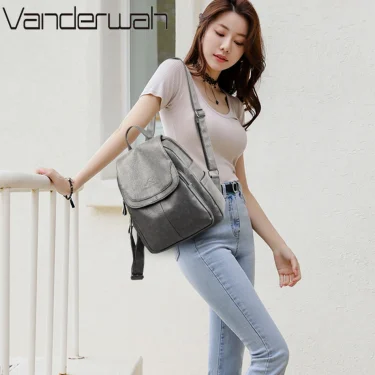 Women Large Capacity Backpack Purses High Quality Leather Female Vintage Bag School Bags Travel Bagpack Ladies Bookbag Rucksack 6