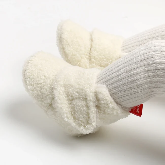 Infant Baby Boy Girl Cozy Fleece Bootie Newborn Stay On Slipper Winter Warm Gripper Non-Slip Crib Shoes 6