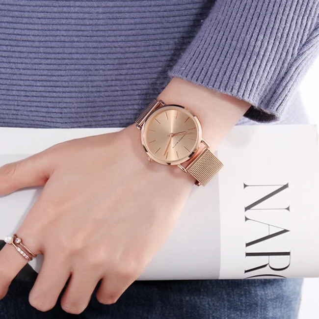 Quality Stainless Steel Band Japan Quartz Movement Waterproof Women Full Rose Gold Ladies Luxury Wrist Watch 5