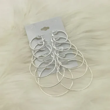 6Pairs Hoop Earrings Set Big Circle Earrings Jewelry for Women Girls Ear Clip Punk Style Earrings Fashion Jewelry Accessories 4