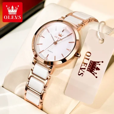 OLEVS New Fashion Ceramics Watchstrap Quartz Women Watch Waterproof Luxury Brand Watch For Women Date Clock Gift Elegant watches 1