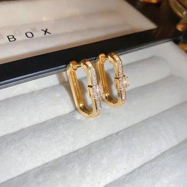 Korean Fashion New Zircon Geometry Earrings for Women Hot Exquisite Statement Earrings Luxury Jewelry Accessories Wholesale 6